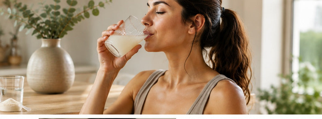 Inflamada por colágeno - Mujer consume colágeno en su día a día