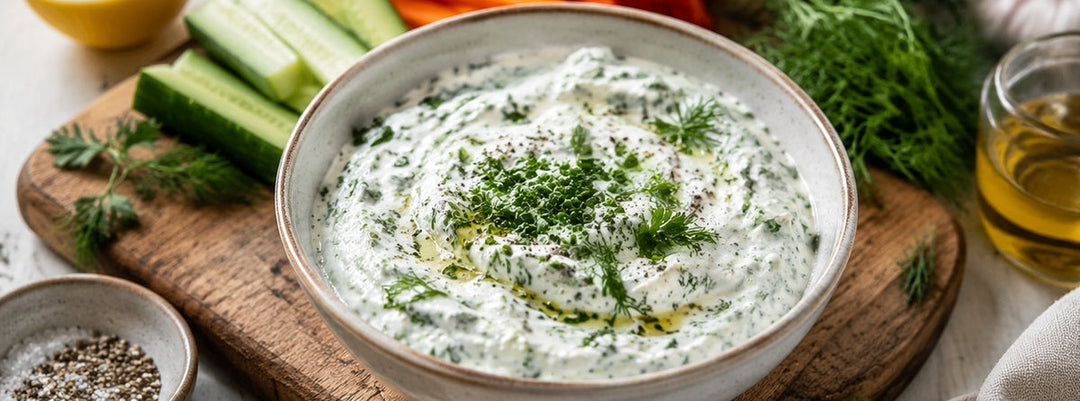 Dip de hierbas rico en colágeno y proteínas