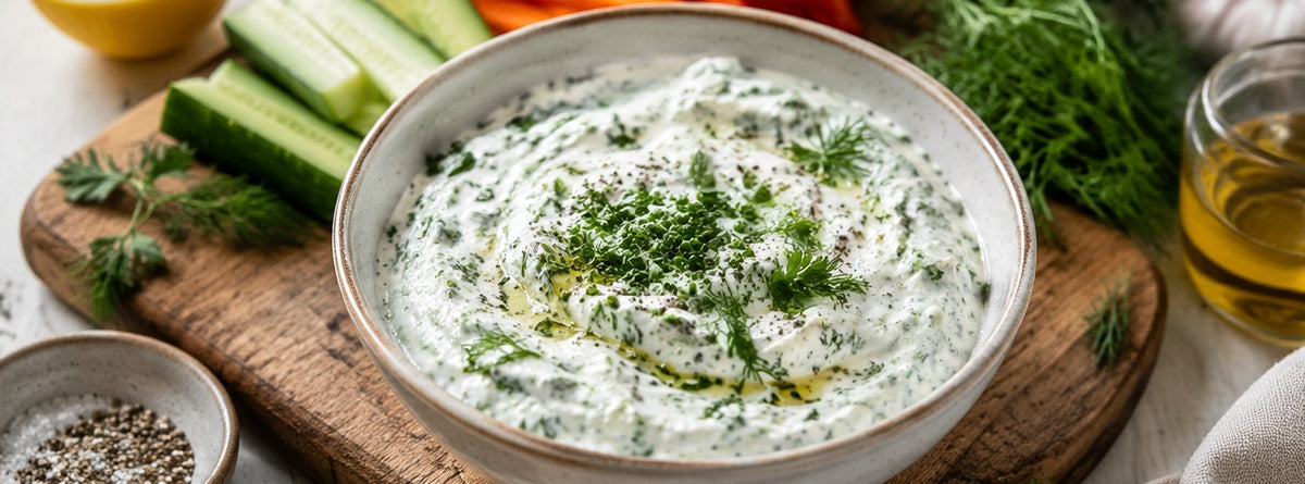 Dip de hierbas rico en colágeno y proteínas